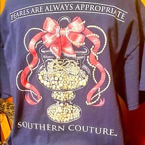 SOUTHERN COUTURE SZ LARGE SHORT SLEEVE PEARLS TEE